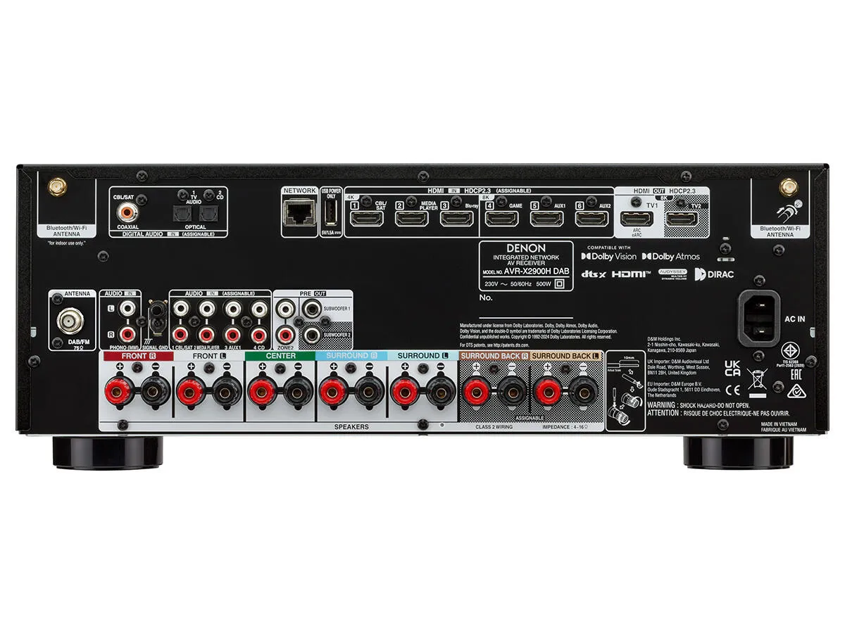 DENON AVR-X2900H DAB BLACK AV RESĪVERIS / PASTIPRINĀTĀJS