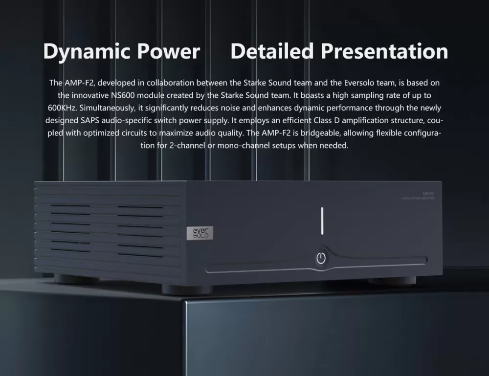 EVERSOLO AMP-F2 BLACK JAUDAS STEREO PASTIPRINĀTĀJS