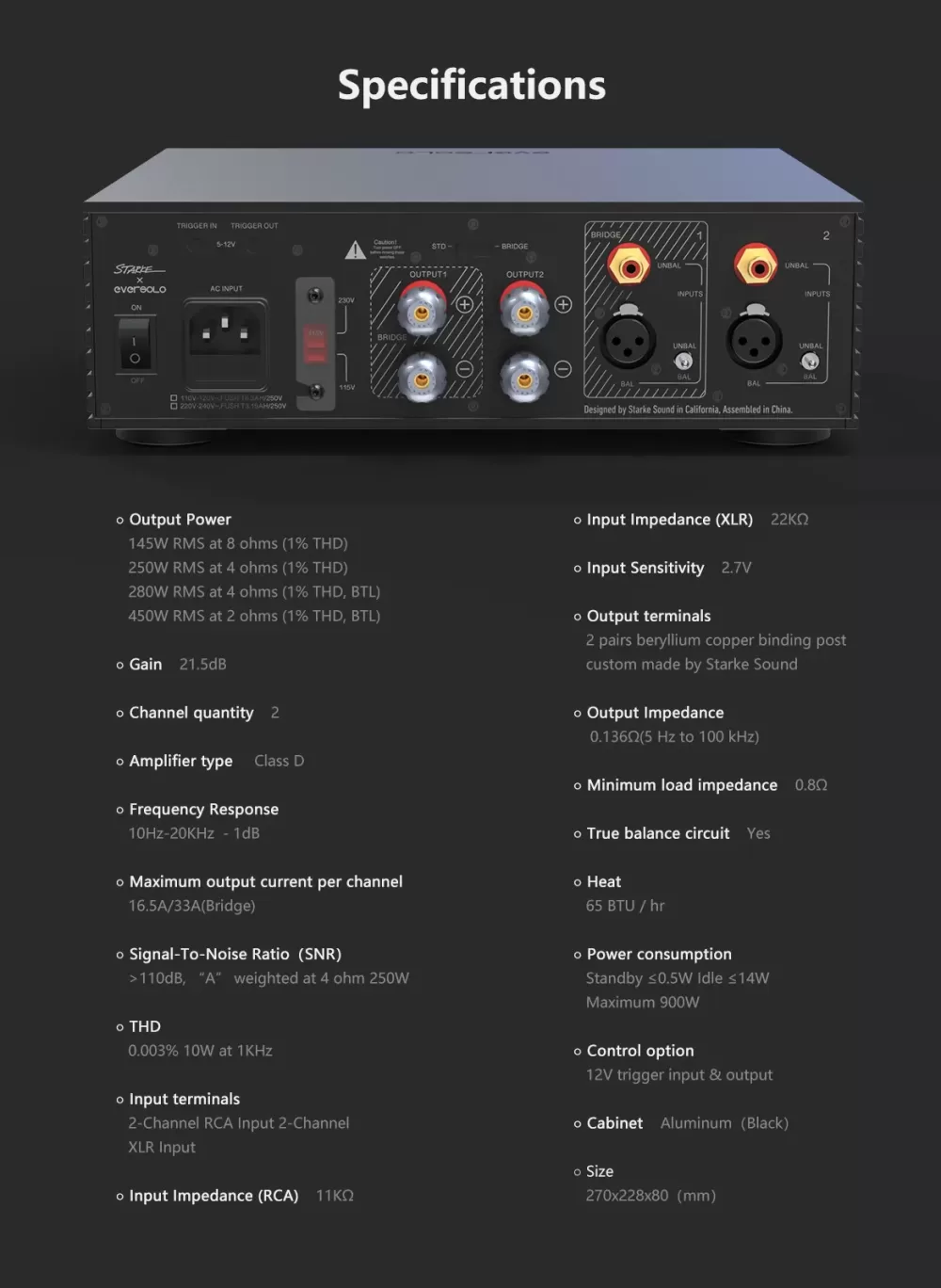 EVERSOLO AMP-F2 BLACK JAUDAS STEREO PASTIPRINĀTĀJS