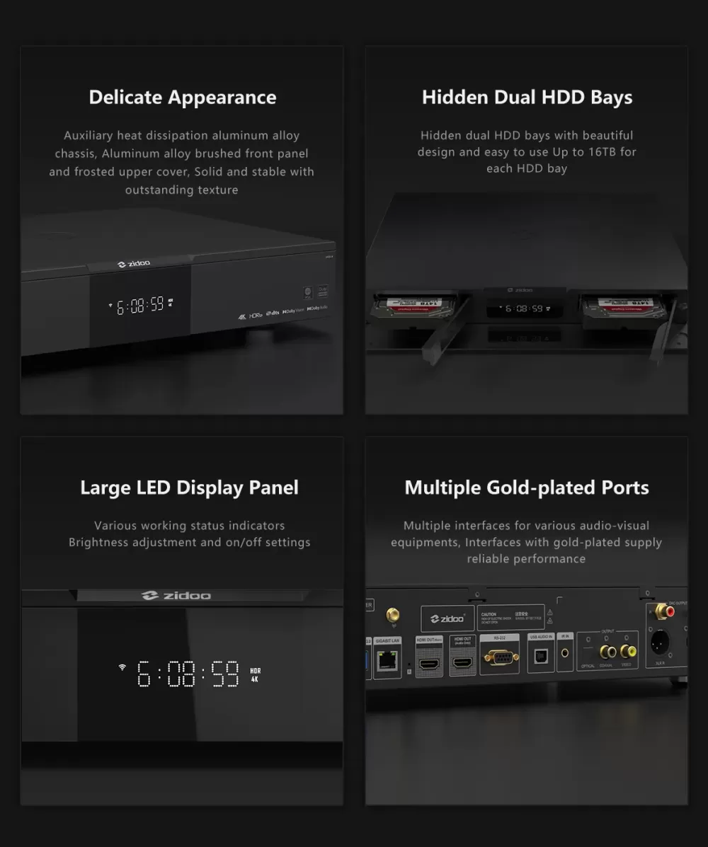 ZIDOO UHD5000 4K BLACK UHD MEDIA PLAYER / TĪKLA ATSKAŅOTĀJS