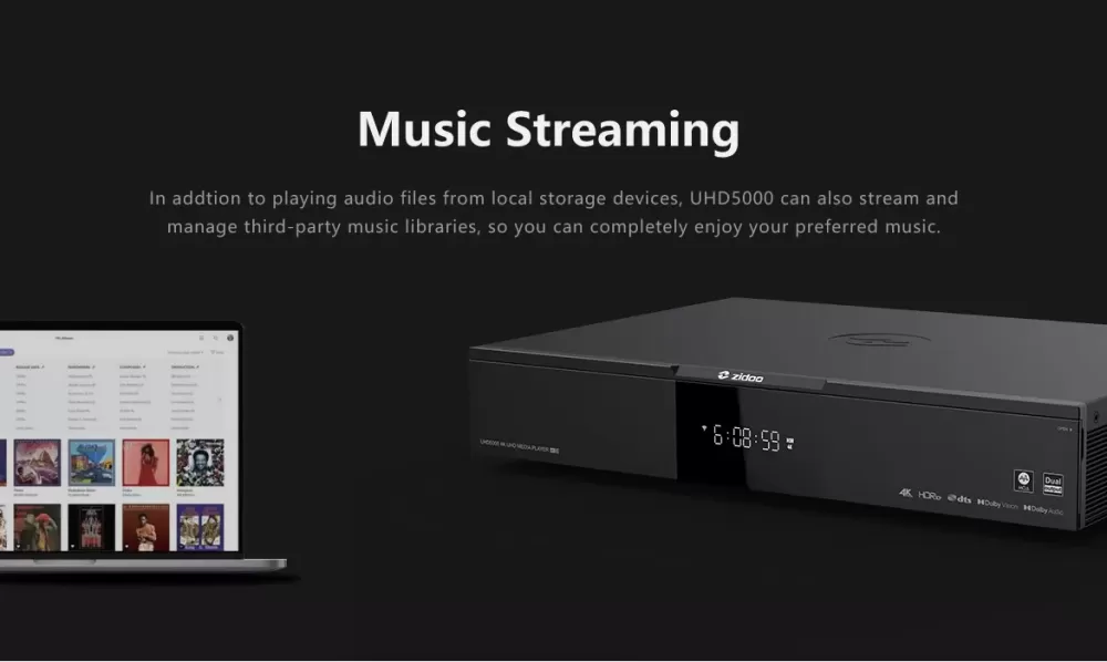 ZIDOO UHD5000 4K BLACK UHD MEDIA PLAYER / TĪKLA ATSKAŅOTĀJS