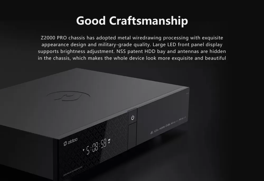 ZIDOO Z2000 PRO 4K BLACK UHD MEDIA PLAYER / TĪKLA ATSKAŅOTĀJS