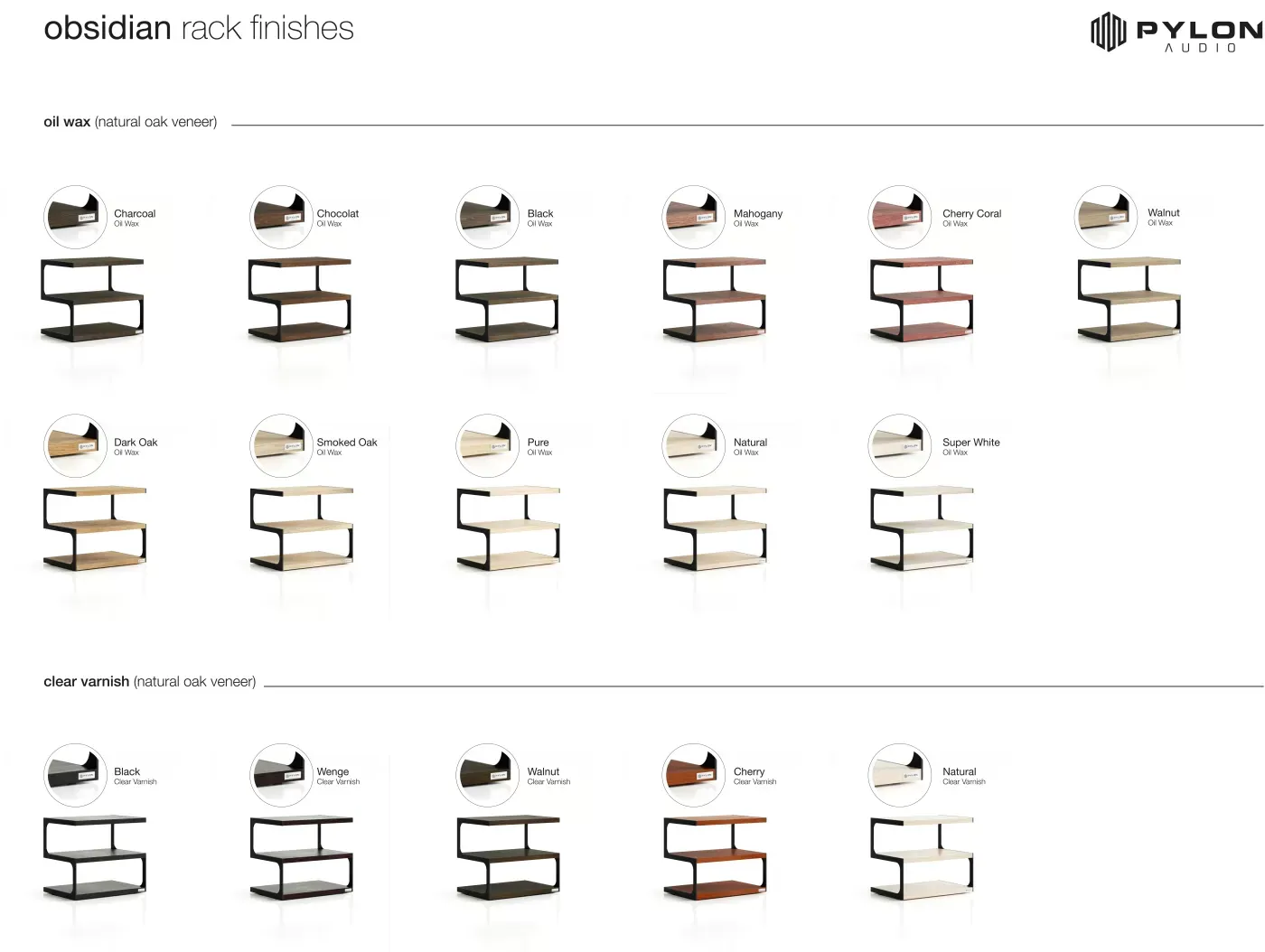 PYLON AUDIO OBSIDIAN T.3 NATURAL OAK VENEER/LACQUER WALNUT HiFi aparatūras statne