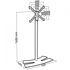 ERARD LUX-UP 1400L Black 038242 grīdas TV statīvs 30