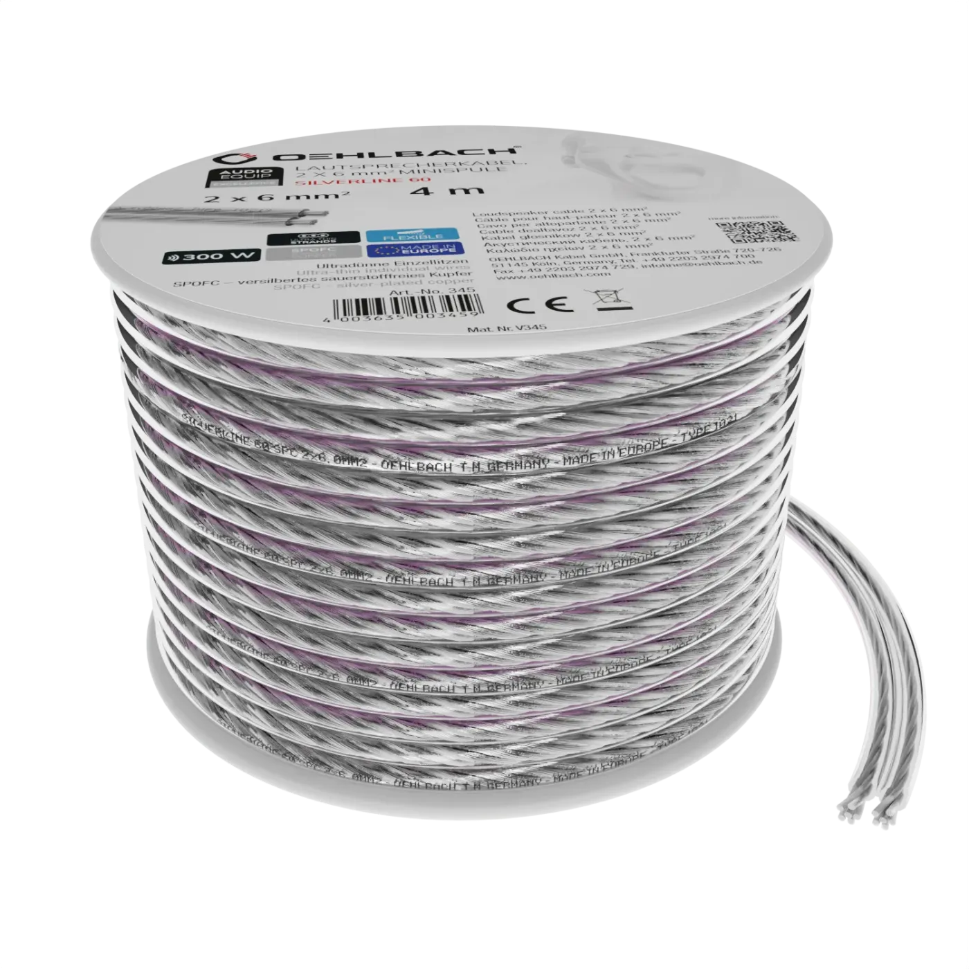 OEHLBACH Art. No. 345 Silverline 60 2X6mm2 (cena par 4m) AKUSTISKO SISTĒMU KABELIS