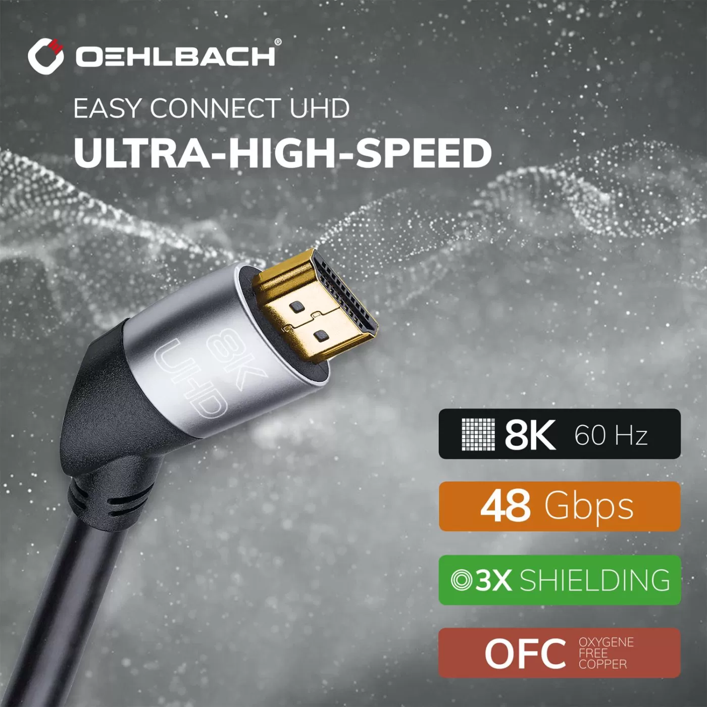 OEHLBACH Art. No. 140 Easy Connect UHD 2.0m Black HDMI KABELIS