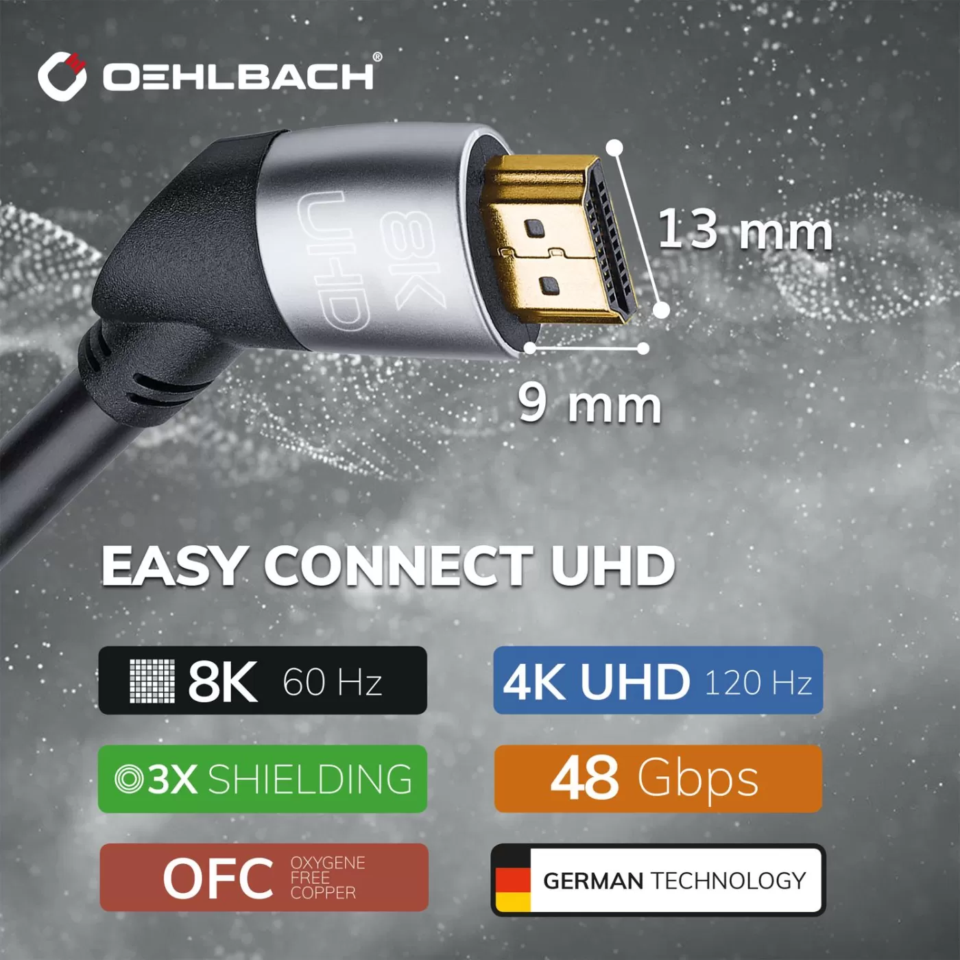 OEHLBACH Art. No. 140 Easy Connect UHD 2.0m Black HDMI KABELIS