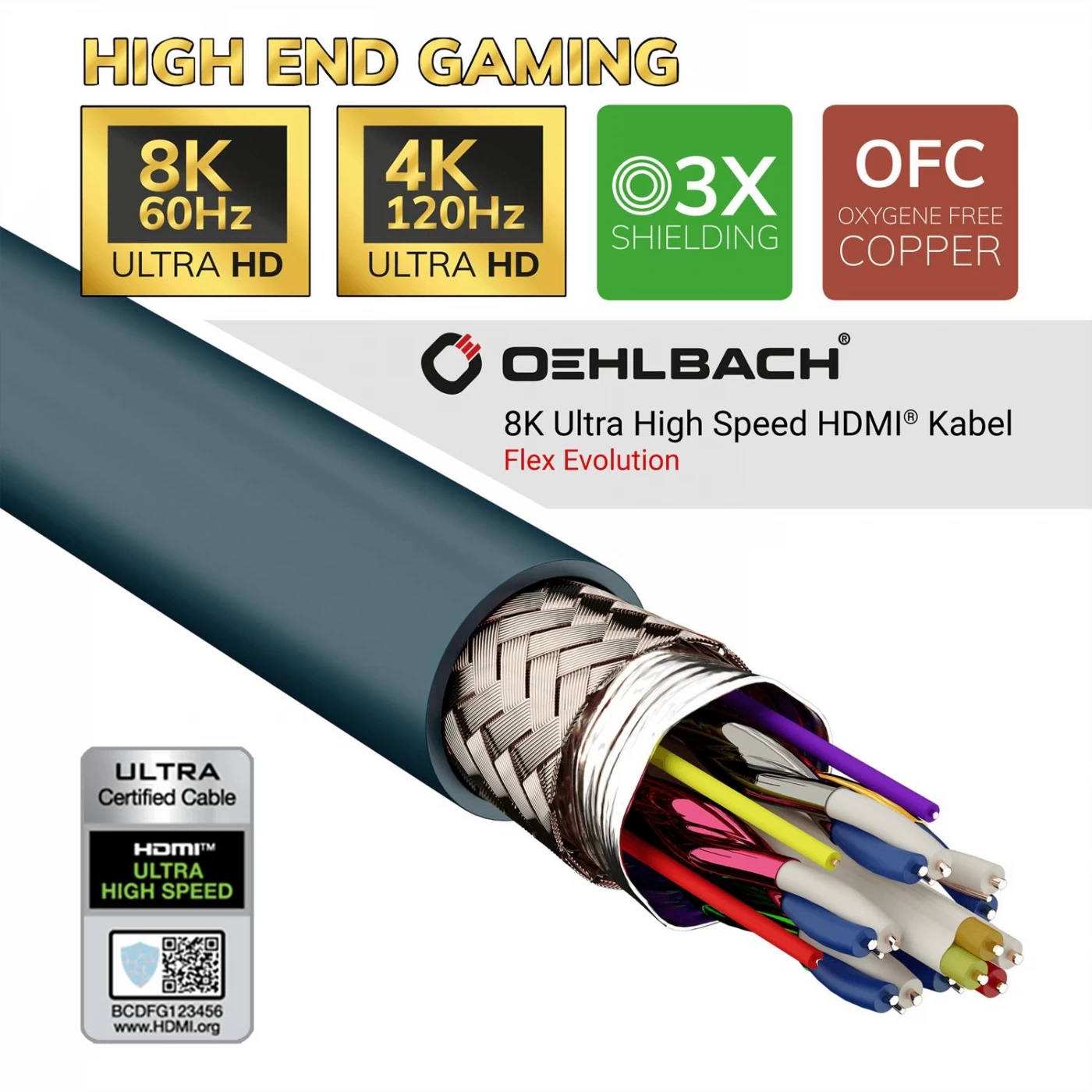 OEHLBACH Art. No. 92603 Flex Evolution UHD 3.0m HDMI KABELIS