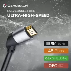 OEHLBACH Art. No. 140 Easy Connect UHD 2.0m Black HDMI KABELIS