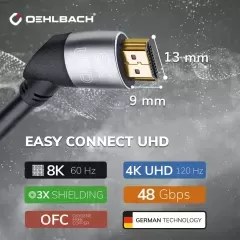 OEHLBACH Art. No. 140 Easy Connect UHD 2.0m Black HDMI KABELIS