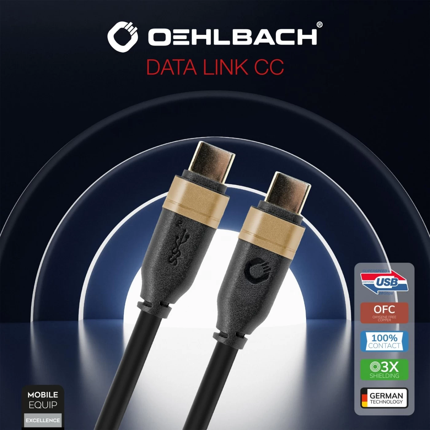 OEHLBACH Art. No. 33200 Data Link CC USB 3.1 Typ C-C 1.0m Black STARPBLOKU KABELIS