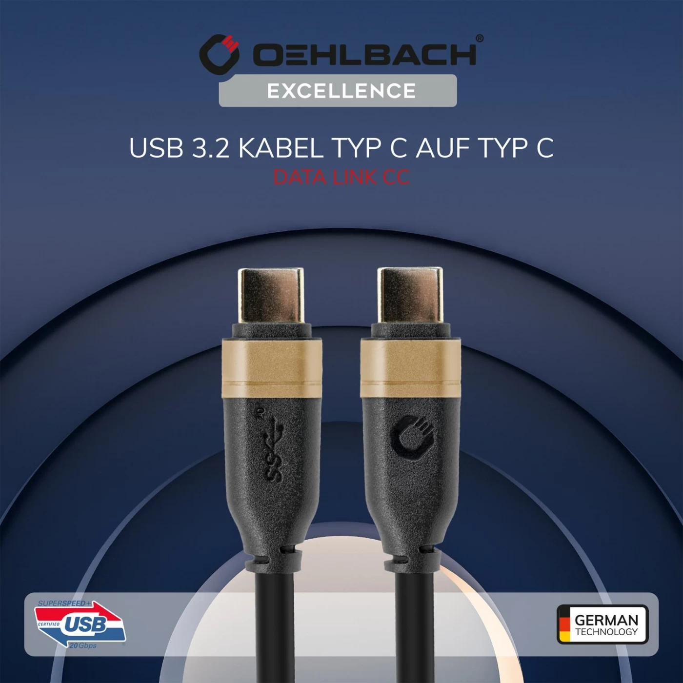 OEHLBACH Art. No. 33200 Data Link CC USB 3.1 Typ C-C 1.0m Black STARPBLOKU KABELIS