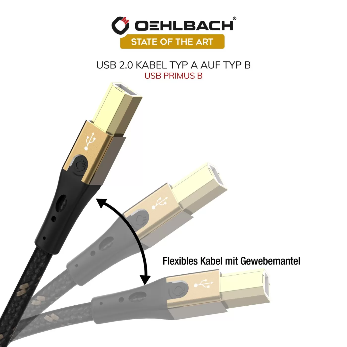 OEHLBACH Art. No. 9541 USB Primus B USB 2.0 Type A-Type B 1.0m STARPBLOKU KABELIS