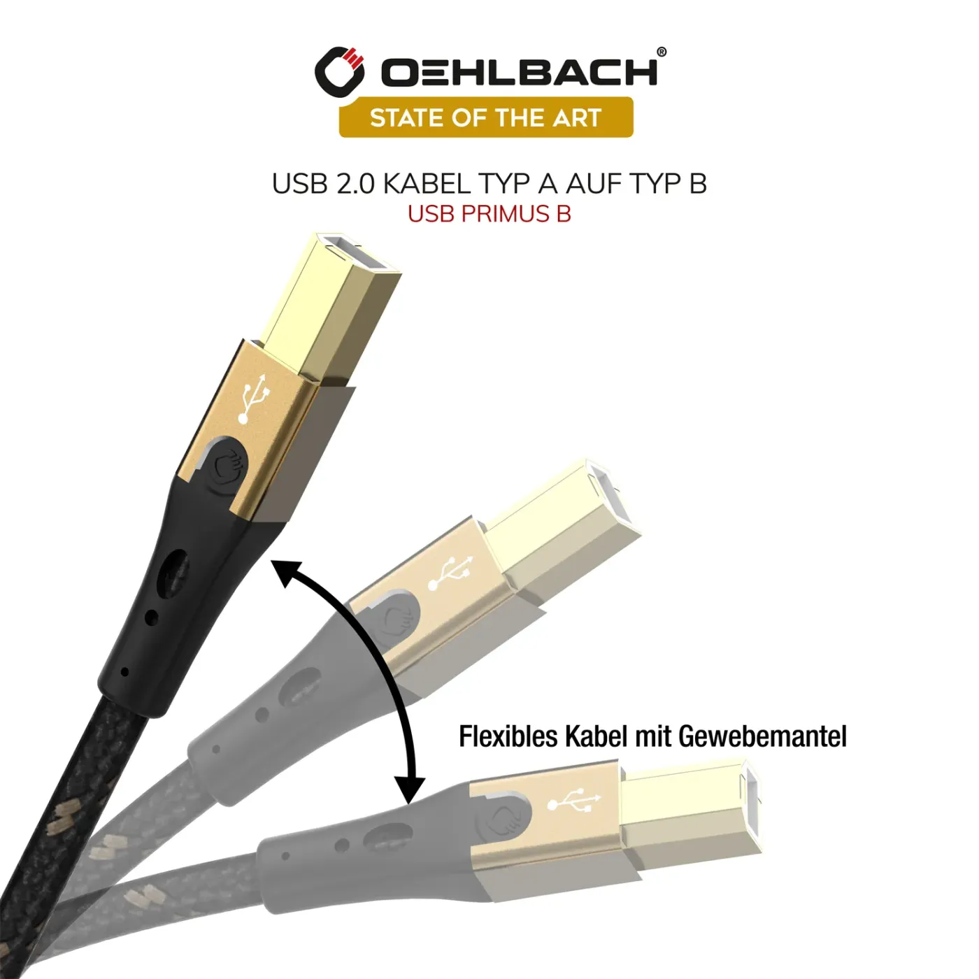 OEHLBACH Art. No. 9540 Primus AB USB Type A - Type B 0.5m STARPBLOKU KABELIS