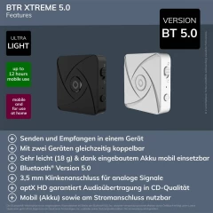 OEHLBACH Art. No. 6050 BTR Extreme Bluetooth 5.0 Signāla raidītājs / uztvērējs Black ADAPTERIS / PĀRVEIDOTĀJS