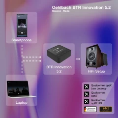 OEHLBACH Art. No. 6054 BTR Innovation 5.2 Bluetooth TX/RX BLACK ADAPTERIS / PĀRVEIDOTĀJS