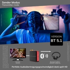 OEHLBACH OEHLBACH Art. No. 6053 BTR Evolution 5.0 Bluetooth Signāla raidītājs / uztvērējs Black/Red ADAPTERIS / PĀRVEIDOTĀJS