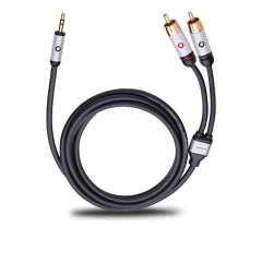 OEHLBACH Art. No. 60002 Black I-CONNECT J-35/R MOBILE AUDIO CABLE, 3.5 MM AUDIO JACK TO RCA PHONO 1.5m 3.5mm to 2 RCA