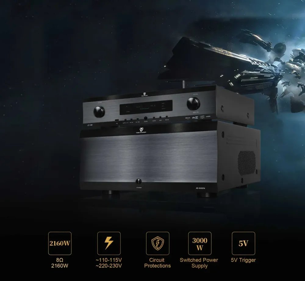 TONEWINNER AD-8300PA BLACK 11 KANĀLU JAUDAS PASTIPRINĀTĀJS