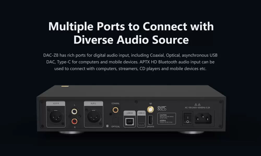 EVERSOLO DAC-Z8 BLACK DAC / CIPARU ANALOGAIS PĀRVEIDOTĀJS (DAC)